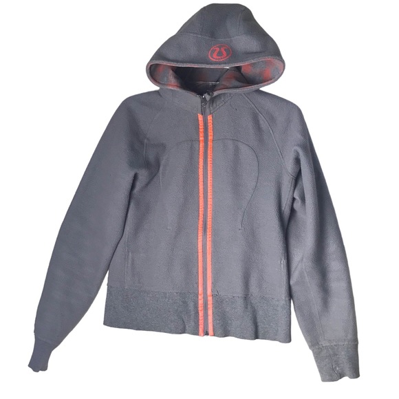 Lululemon RARE Reversible Scuba Remix Hoodie Jacket Cotton Fleece Plaid Pockets - Picture 3 of 15